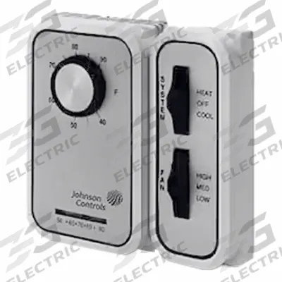 JOHNSON CONTROLS Line Volt Mechanical Tstat: Heat and Cool, Cool-Heat-Off, 40° to 90°F - Analog Fan Coil Unit Thermostats