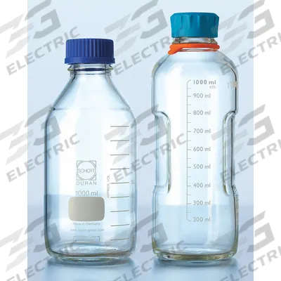 DURAN Media Bottle: 1 L, Screw-On, GL45, 253 mm, Colorless, Closure Included - Glass Lab Media Bottles
