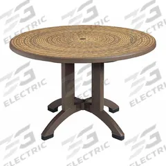 GROSFILLEX Patio Table: Wicker, Resin, 28 3/8 in Overall Ht, 48 in Overall Dia, Polypropylene (MPN US715037). Key specifications — Frame Color: Bronze; Frame Material: Polypropylene; Tabletop Color: Wicker; Tabletop Material: Resin.