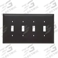 LEGRAND Wall Plate: Toggle, 4 Gang, Brown, Jumbo Size (MPN TPJ4). Key specifications — Brand: LEGRAND; Material: Nylon.