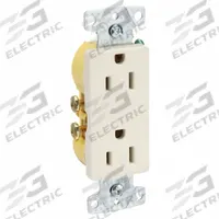HUBBELL Receptacle: Decorator Duplex, 5-15, Light Almond, 125V AC, 15 A, 2 Pole / 3 Wire (MPN RRD15LA)