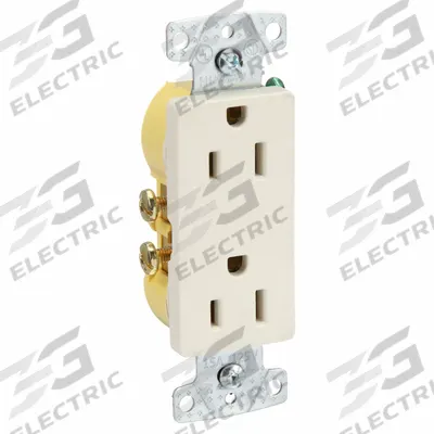 HUBBELL Receptacle: Decorator Duplex, 5-15, Light Almond, 125V AC, 15 A - General Purpose Receptacles