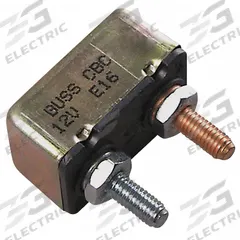 Automotive Circuit Breaker: CBC, 14V DC, 1.5 kA at 14V DC, Stud (MPN CBC-10). Key specifications — Series: CBC; Voltage: 14V DC; Interrupt Rating: 1.5 kA at 14V DC; Terminal Connection: Stud; Circuit Breaker Type: Heavy Duty Circuit Breaker; Brand: BUSSMANN.