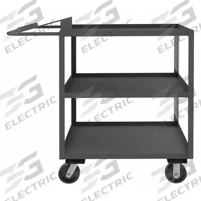 APPROVED VENDOR Utility Cart: 3,000 lb, 3 Shelves, 51 in L x 18 in W x 41 in H Overall Dim - Order-Picking Utility Carts with Lipped Metal Shelves