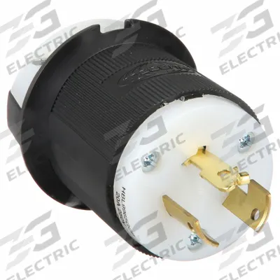 HUBBELL Locking Plug: Non-NEMA, Black/White, 250V AC, 20 A, 2 Pole - General Purpose Plugs