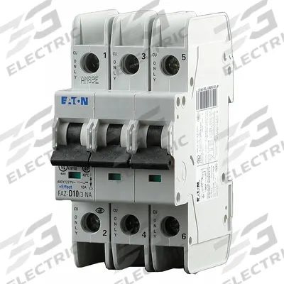 EATON Miniature Circuit Breaker: 32 A Amps, 48/96V DC, 10kA at 277/480V AC, Screw Clamp - D-Curve, 3-Pole UL489 DIN Rail-Mount Miniature Circuit Breakers