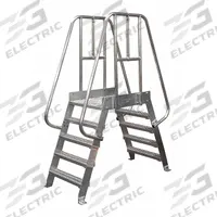 COTTERMAN Crossover Bridge: 2.7 ft Platform Ht, Steel, 500 lb Load Capacity, Serrated, 4 Steps (MPN 4SPS24A3C1P3). Key specifications — Brand: COTTERMAN; Color: Gray; Tread Type: Serrated.
