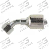 PARKER Hydraulic Crimp Fitting: Steel x Steel, 45° Elbow, -6 For Hose Dash Size, Female x Genderless (MPN 1CE43-12-6). Key specifications — Fitting Gender: Female x Genderless; Fitting Connection Type: Metric x Crimp; Brand: PARKER; Thread Size: M18-1.5; For Hose Dash Size: -6.