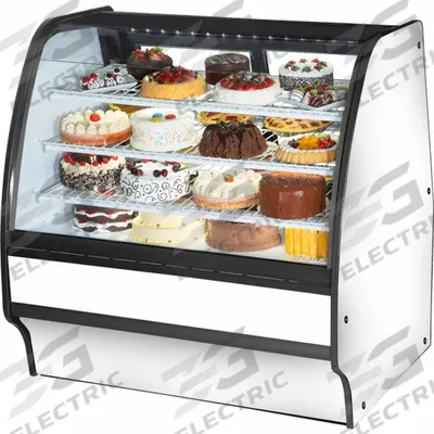 TRUE REFRIGERATION Refrigerated Merchandiser: 49 1/8 in x 48 1/4 in x 39 in, White - Curved Glass Display Refrigerator Merchandisers