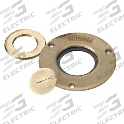 HUBBELL WIRING DEVICE-KELLEMS Crown Plug: Round, Brass, Hubbell - Insert Plugs & Accessories for Floor Boxes