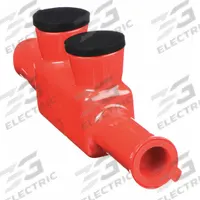 BURNDY Multitap Connector: 2 Port, In-Line Entry, 4/0 AWG – 250 kcmil Wire Size, Burial Rated, Red (MPN BISR250DB). Key specifications — Body Material: Aluminum; Brand: BURNDY.