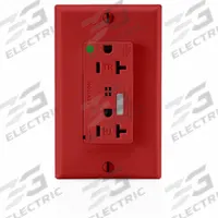 LEVITON Receptacle: Hospital Grade, Decorator Duplex, 5-20R, Red, 125V AC, 20 A, 2 Pole / 3 Wire (MPN T8380-R)