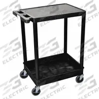 APPROVED VENDOR Utility Cart: 300 lb, 2 Shelves, 24 in L x 18 in W Self, Black, Flat (MPN STC21-B). Key specifications — Shelf Color: Black; Brand: APPROVED VENDOR; Caster/Wheel Configuration: (2) Swivel.