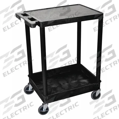 APPROVED VENDOR Utility Cart: 300 lb, 2 Shelves, 24 in L x 18 in W Self, Black - Light-Duty Carts With Brake