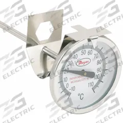 DWYER Clip On Dial Thermometer: -10°F to 110°F, +/- 2% Accuracy, 8 in Stem Lg, Fahrenheit (MPN CBT178052). Key specifications — Accuracy: +/- 2%; Brand: DWYER; Temperature Units: Fahrenheit.
