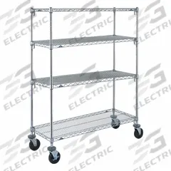 METRO Wire Shelving Casters, Dollies & Push Handles: 20 3/16 in x 62 in x 67 7/8 in, Split Sleeve (MPN A366EC). Key specifications — Color: Silver; Finish: Chrome; Post Shape: Circle; Number Of Shelves: 4; Material: Steel; Caster Wheel/Tread Material: Polyurethane; Brand: METRO.