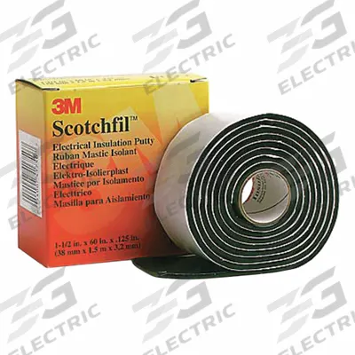 3M Electrical Tape: 1 1/2 in Wd, 1 5/8 yd Lg, 125 mil Thick, Mastic, Mastic - Moisture-Resistant Electrical Tape, Pads & Putty