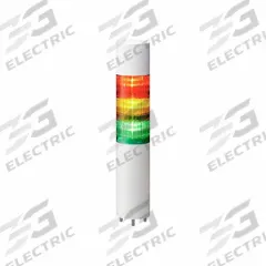 PATLITE Tower Light Assembly: 3 Tier, Sounder Tier Included, IP67/IP69K, Amber/Green/Red (MPN LR6-302WMBW-RYG+FB295). Key specifications — Manufacturer Part Number: LR6-302WMBW-RYG+FB295; Brand: PATLITE; Operating Voltage: 24V DC; Light Tier Color: Green.