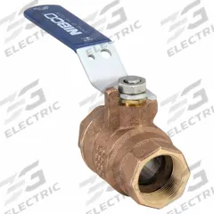 NIBCO Manual Two-Way Ball Valve: 1 1/4 in, Bronze, Straight, FNPT x FNPT, Full Port, Two-Piece, Blue (MPN T5857066 1-1/4). Key specifications — Brand: NIBCO; Handle: Lever.