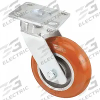 APPROVED VENDOR Plate Caster: Swivel, Polyurethane, 6 in Wheel Dia, 2 in Wheel Wd, Ball, Medium Duty (MPN 49H866). Key specifications — Wheel/Tread Color: Orange; Brand: APPROVED VENDOR; Roll Up: Swivel.