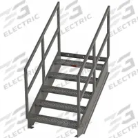 APPROVED VENDOR Portable Stairs: 6.5 ft Overall Ht, Steel, 500 lb Load Capacity, Serrated, 5 Steps (MPN IS42-36). Key specifications — Color: Gray; Brand: APPROVED VENDOR.