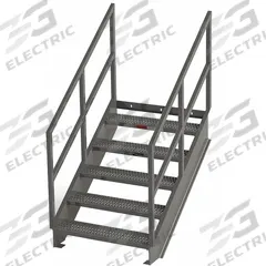 APPROVED VENDOR Portable Stairs: 6.5 ft Overall Ht, Steel, 500 lb Load Capacity, Serrated, 5 Steps (MPN IS42-36). Key specifications — Color: Gray; Brand: APPROVED VENDOR.