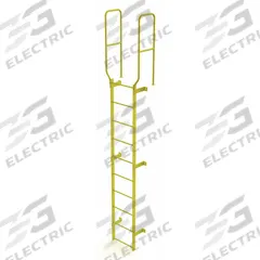 TRI-ARC Ladder,Walk-Thru Fixed,Steel,10-Rung: 13 ft Overall Ht, 28 in Overall Wd, Steel, 10 Rungs (MPN WLFS0210-Y). Key specifications — Brand: TRI-ARC; Number of Sections: 1.