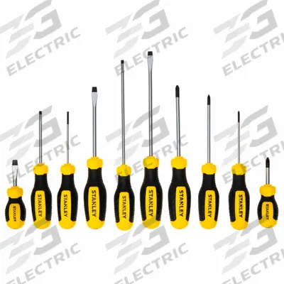 STANLEY Screwdriver Set: 1-10 Pieces, 10 Pieces, Phillips/Slotted Tip, 6 in Overall Lg - General Purpose Screwdriver Sets