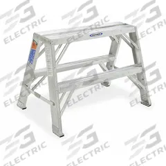 WERNER Step Stool: 2 Steps, 2 ft Overall Ht, 300 lb Load Cap, Aluminum, 1.9 ft Standing Ht (MPN TW372-30). Key specifications — Brand: WERNER; Color: Silver.
