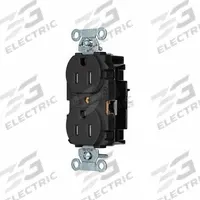 HUBBELL Receptacle: Duplex, 5-15, Black, 125V AC, 15 A, 2 Pole / 3 Wire (MPN BR15STBKTR)