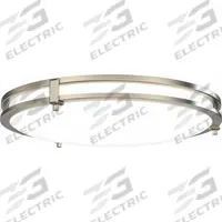 LED Flush Mount: 16 in Dia, Brushed Nickel, 2 1/2 in Ht, 1,100 lm_1,200 lm_1,300 lm, 25 W, 120V AC (MPN FMSATL 16IN RD SWW5 90CRI 120 BN M4). Key specifications — Voltage: 120V AC; Brand: JUNO; Color Temperature: 2700K; Housing Finish/Color (Broad): Brushed Nickel.