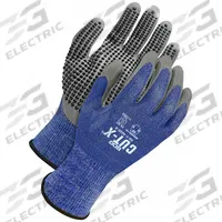 BDG Knit Gloves: L ( 9 ), ANSI Cut Level A5, Palm, Dipped/Dotted, Foam Nitrile, Smooth, 1 PR (MPN 99-1-4005-9). Key specifications — Brand: BDG; Glove Hand Style: Left and Right; Touchscreen Compatible: No; Includes Reinforced Thumb Crotch: No; Knit Material Color: Blue.
