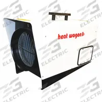 HEAT WAGON Portable Electric Salamander Heater: 12kW/18kW Watt Output, Hardwired, 208/240V AC (MPN P1800D). Key specifications — NEMA Plug Configuration: Hardwired; Includes: Ductable; Phase: 3; Wattage Output: 12kW/18kW; Voltage: 208/240V AC; Thermal Overheat Protection: Automatic Reset; Brand: HEAT WAGON; Overall Dimensions - H x W x D: 20 in x 14 in x 30 in.