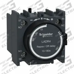 SCHNEIDER ELECTRIC IEC Timer Module: Off Delay, 10 sec – 180 sec, 1NO/1NC (MPN LADR4). Key specifications — Maximum Voltage Rating: 690V AC; Mounting: Front; Brand: SCHNEIDER; Compatible with Series: TeSys Deca.