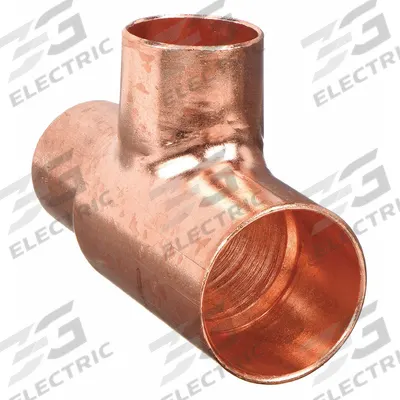 NIBCO Sweat Fitting Tee: 2 in CTS x 1 1/4 in CTS x 1 1/4 in CTS, Cup x Cup x Cup - Wrot Copper Tube Fittings