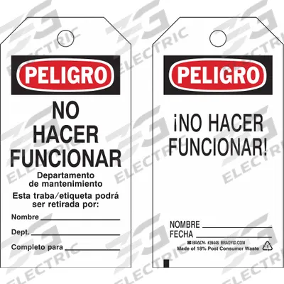 BRADY Danger Tag: Danger, Polyester, Write-On Surface, English, Danger, Tag, Plastic (MPN 39446) - Safety