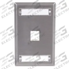 HUBBELL PREMISE WIRING Wall Plate: Gray, 1 Gang, 1 Port, Flat Module, Stainless Steel, Vertical (MPN SSFL11). Key specifications — Brand: HUBBELL PREMISE WIRING; Material: Stainless Steel; Color: Gray; Compatible Connector Type: Keystone Jack Modules; Outlet Orientation: Vertical; Module Style: Flat.
