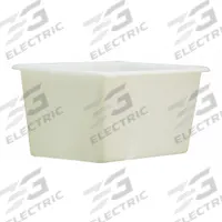 NEW AGE INDUSTRIAL Bin: 30 gal, 32 3/4 in x 21 1/4 in x 15 3/4 in, White Body, Not NSF Certified (MPN 0381). Key specifications — Material: Plastic; Edge/Corner Design: Rounded; Body Color: White; Brand: NEW AGE INDUSTRIAL; NSF Certified: Not NSF Certified; Nestable: Nesting Capable.