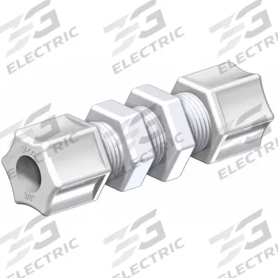 JACO Bulkhead Compression Union: 3/8 in OD x 3/8 in OD Size, Compression x Compression - General Purpose Nylon Compression Fittings