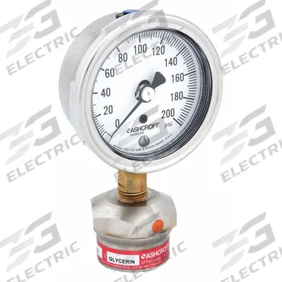 ASHCROFT Pressure Gauge with Diaphragm Seal: 0 psi to 200 psi, 1009/310-315, 2 1/2 in Dial - Dial Pressure Gauges with 316 SS Female-Threaded Mini-Seal