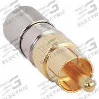 POWER FIRST Coaxial Connector: Male, Connector, Gold, Compression, RG-6, 1 GHz Max Freq, RCA, 10 PK (MPN 4LWY9). Key specifications — Product Type: Connector; Brand: APPROVED VENDOR; Color: Gold; Finish: Gold-Plated; Gender: Male.