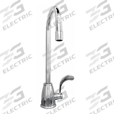 JUST MANUFACTURING Gooseneck Kitchen Faucet: Stainless Steel, Single-Post, Deck - Single-Post Kitchen Faucets