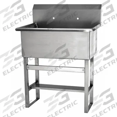 SANI-LAV Scrub Sink: 45 1/2 in Overall Ht, 28 in Bowl Lg, 10 1/2 in Bowl Dp, 2 Faucet Holes - One-Station Freestanding Hand Sinks without Faucets
