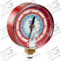 YELLOW JACKET High Side Gauge: High Side Gauge, Non-Liquid Filled, 3 1/8 in Dia, 1/8 in Male NPT (MPN 49603). Key specifications — Brand: YELLOW JACKET; Accuracy: ± 1%; Color: Red; For Refrigerant Type: R-452A.