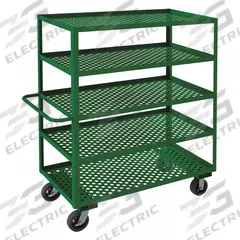 APPROVED VENDOR Utility Cart: 2,000 lb, 5 Shelves, 48 in L x 24 in W Shelf, 11 in Between Shelves (MPN GC-2448-5-6MR-83T). Key specifications — Brand: APPROVED VENDOR; Caster Wheel/Tread Material: Rubber; Caster/Wheel Configuration: (2) Swivel.