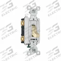 PASS & SEYMOUR Wall Switch: Toggle Switch, Double Pole, Maintained, Ivory, 120/277V AC, 20 A (MPN CSB20AC2I). Key specifications — Brand: PASS & SEYMOUR; Illuminated: No; Voltage Rating: 120/277V AC.