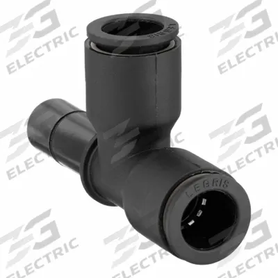 LEGRIS Push-Fit Tee Fitting: 8 mm OD x 8 mm OD x 10 mm OD Size, Polymer, 2 3/16 in Overall Lg - Nylon & Nickel-Plated Brass Tube Fittings