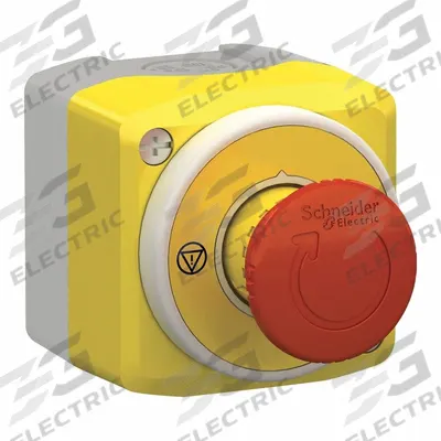 SCHNEIDER Control Station: Mushroom Head Push Button, 1 Pilot Lights, 1NO/2NC - Push-Button Control Stations with Pilot Lights