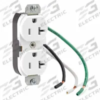 LEVITON Plugs and Receptacles: Duplex, 5-20, White, 125V AC, 20 A, 2 Pole / 3 Wire (MPN 5340-4W)
