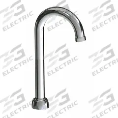 CHICAGO FAUCETS Spout: Spout, Gooseneck, Swivel Spout, Brass, Polished Chrome, 1.5 gpm Flow Rate (MPN GN1AFCJKABCP). Key specifications — Includes: Mounting Hardware; Product Type: Spout; Spout Style: Swivel; Body Material: Brass; Color/Finish: Polished Chrome; Brand: CHICAGO FAUCETS.